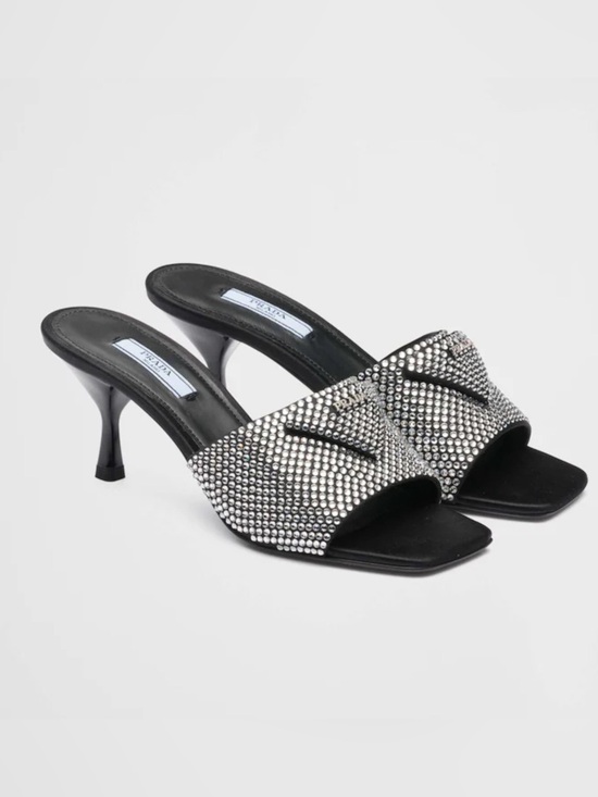 Prada Shoes - Prada SATIN HEELED SANDALS WITH CRYSTALS